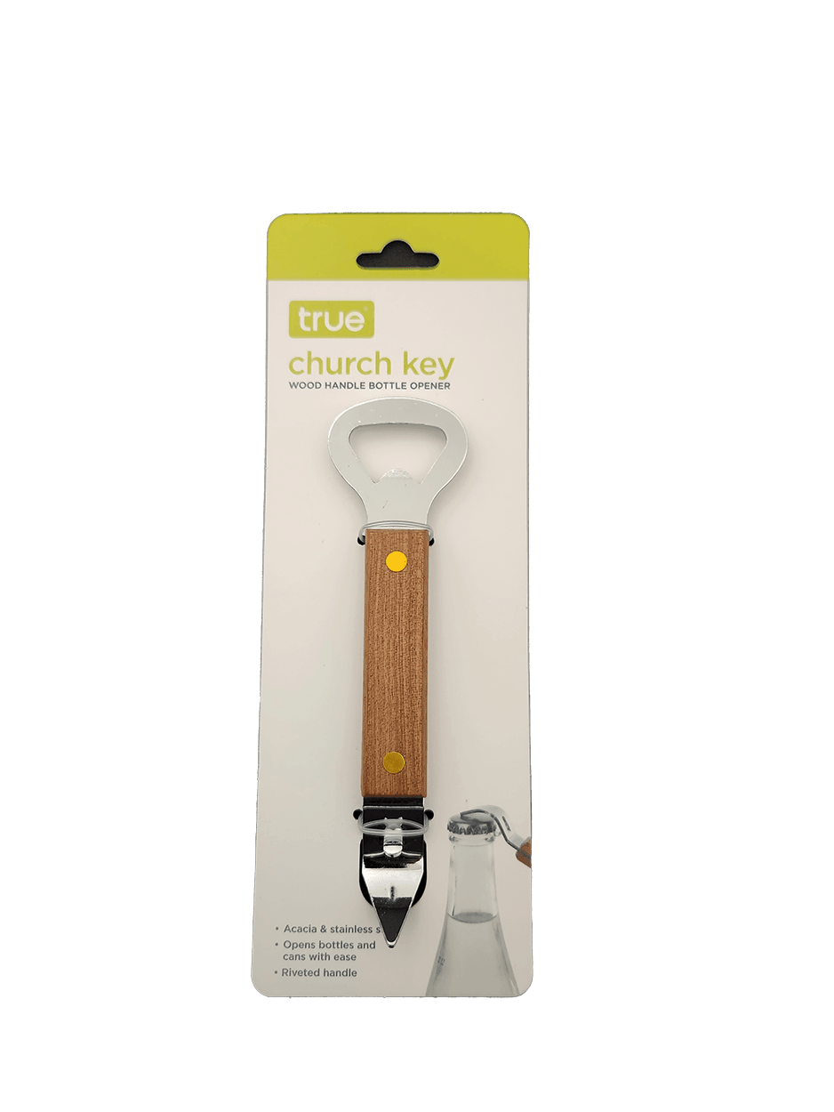 Church Key with Wooden Handle Bottle Opener